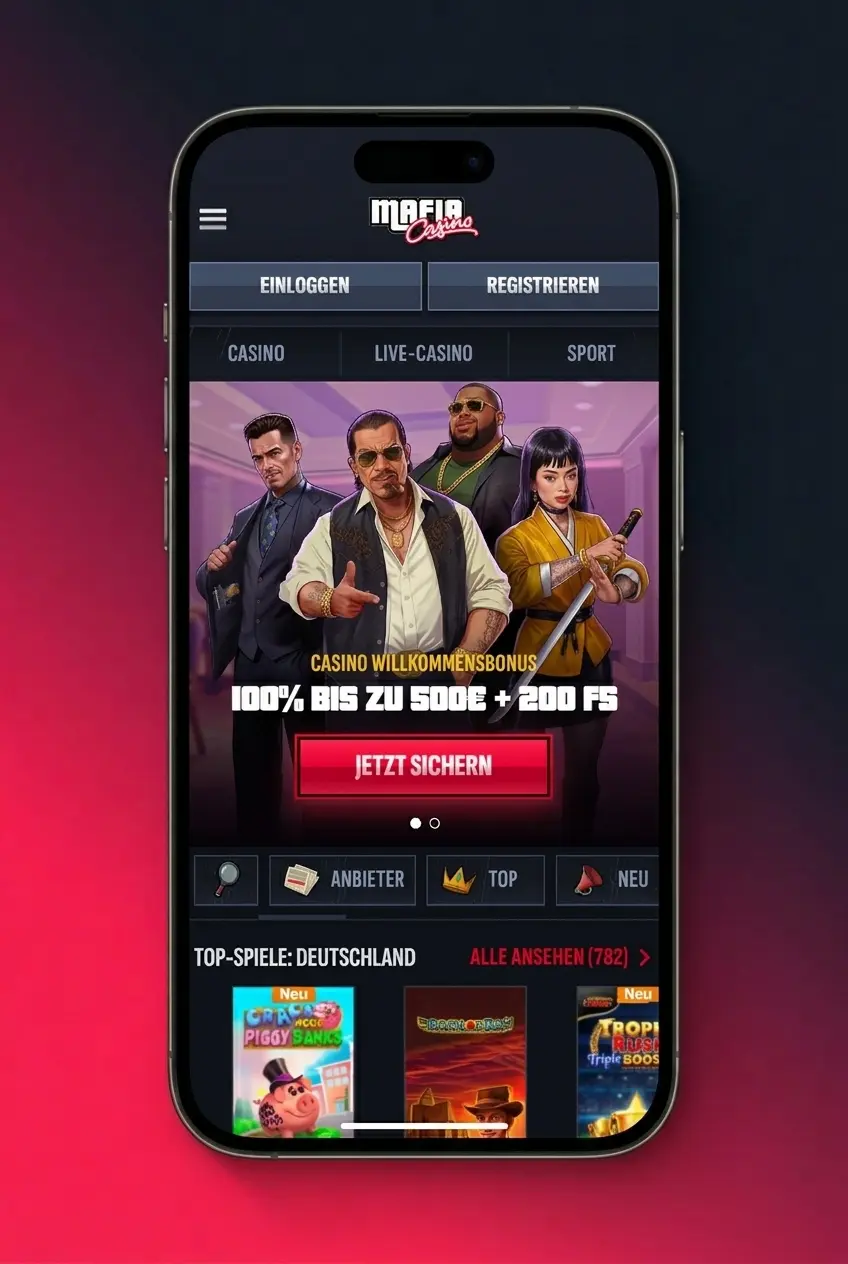 Mafia Casino App Bonuscode aktivieren – Schritte auf Smartphone für 100% Bonus bis 500 EUR